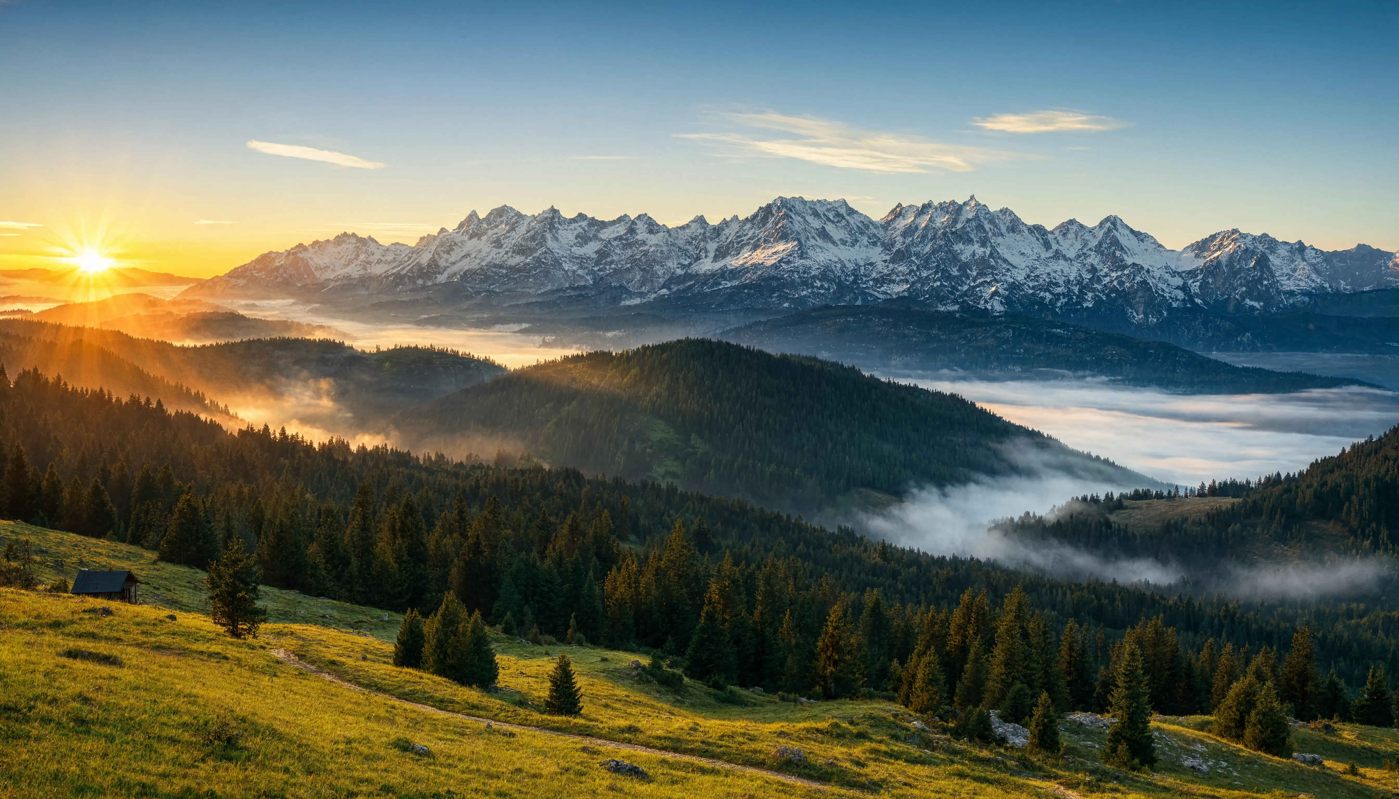 Bayerische Alpen — Morgendämmerung über den Gipfeln